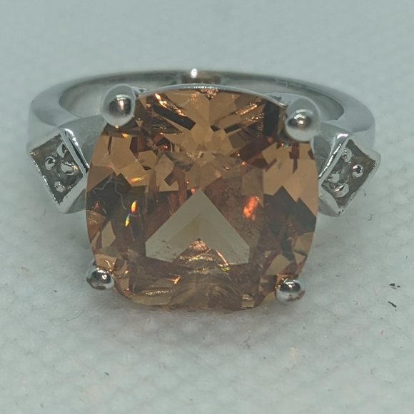 Unknown | Jewelry | Vintage Silver Rhinestonecitrine Stone Size 6 Ring ...